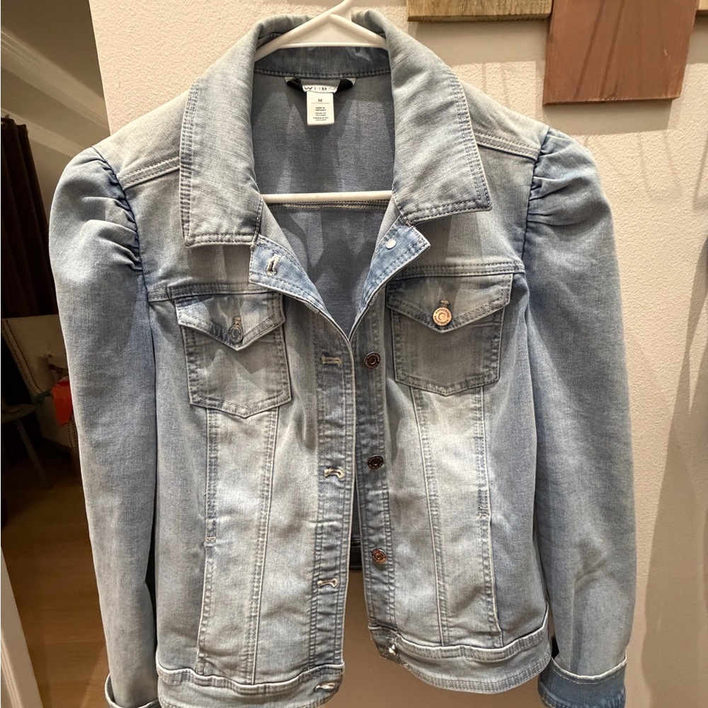 White House Black Market Light Blue Jean Jacket